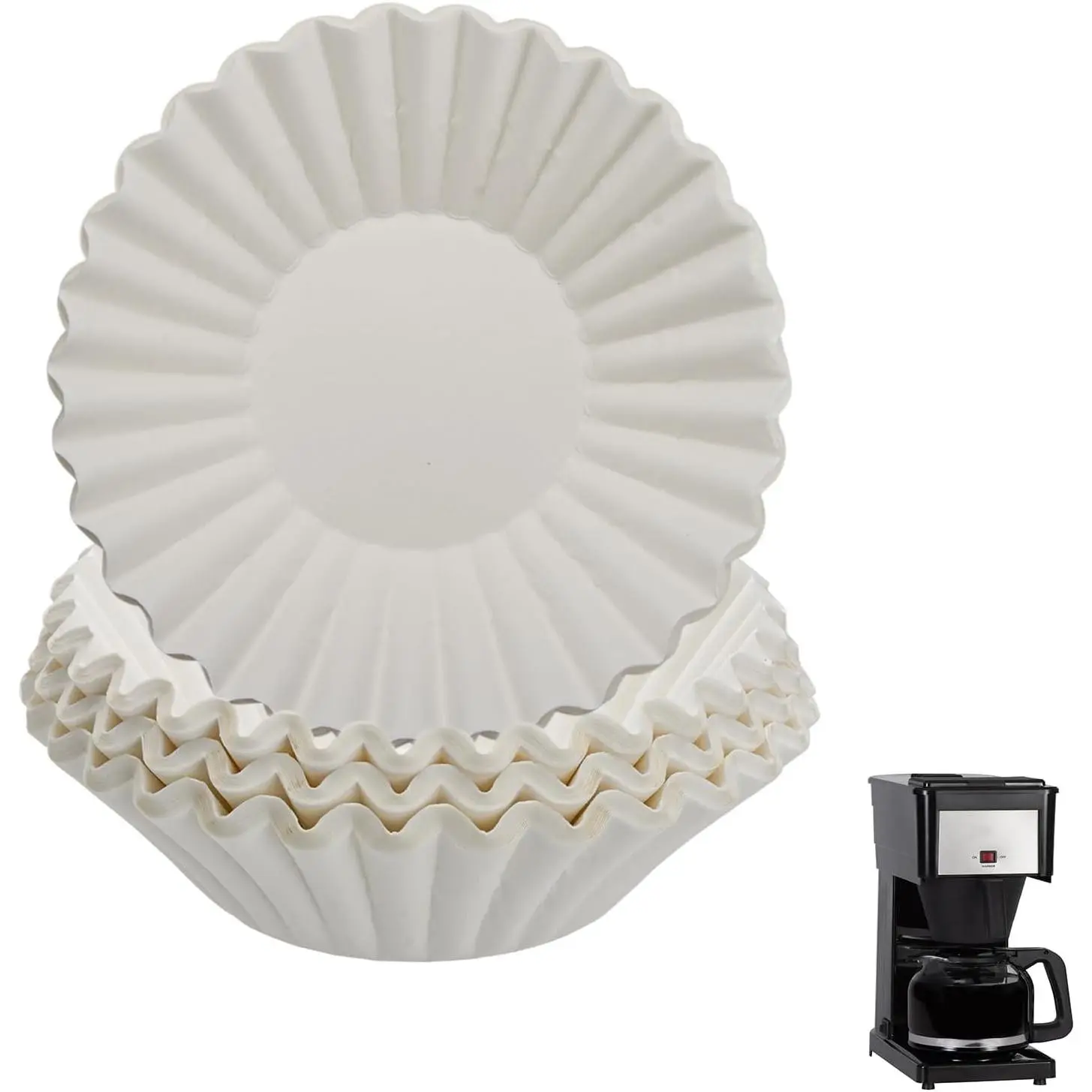 100 Count Coffee Filters Compatible with Bunn 8-12 Cup, Commercial Basket Coffee Filters, White Disposable Paper, Enhanced Brew Extraction, No Ground Overflow, Ideal for Home, Restaurants and Cafes