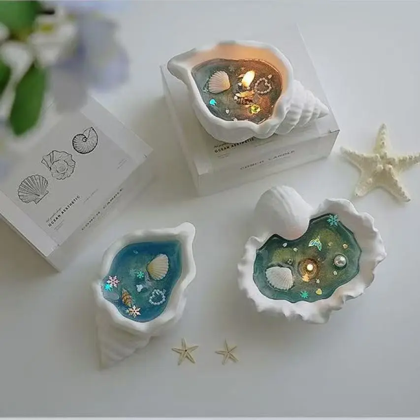 Sea Shell Scented Candle, Aesthetic, Jelly Wax Handmade Creative Decor, Gift for Holidays, Fragrant Present, Unique Souvenir, Candle Decoration