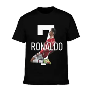 Boys' C Ronaldo Digital Print T-shirt 100% Cotton Fabric Ronaldo Patterned T-shirt Spring Fall Winter Outdoor Sports Essential Comfortable Short Sleeves Perfect Birthday Gift Fun short-sleeved T-shirts, unisex, summer holiday gifts, sports day gifts Man