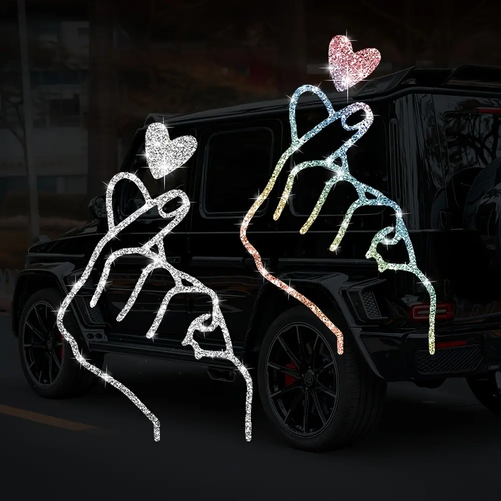 Heart Gesture Car Sticker, Flashy Vinyl Decal, Reusable Self-Adhesive Window Sticker for Cars, Motorcycles, Laptops, 1 Piece