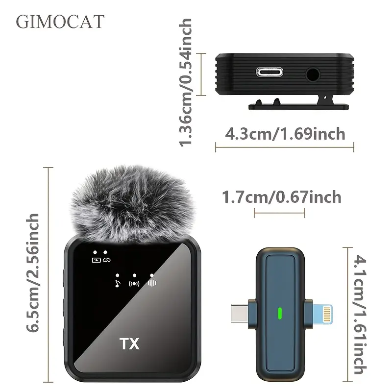 Professional Wireless Lapel Microphone with Smart Noise Reduction, Omnidirectional Capacitive Design, Equipped with a Windscreen, a 2-In-1 Wireless Recording Mic Suitable for Content Creation, Live Streaming, Interviews, Song Recording