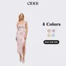 Cider Lace Floral Ruffle Hem Split Maxi Dress