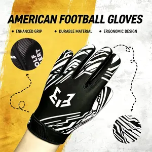1 Pair Non-Slip Grip Rugby Gloves American Football Gloves, Black Gold & White Gold Dual Color Full Finger Sports Gloves with Adjustable Wrist Strap, Breathable Design for Outdoor Training, Games & Daily Sports