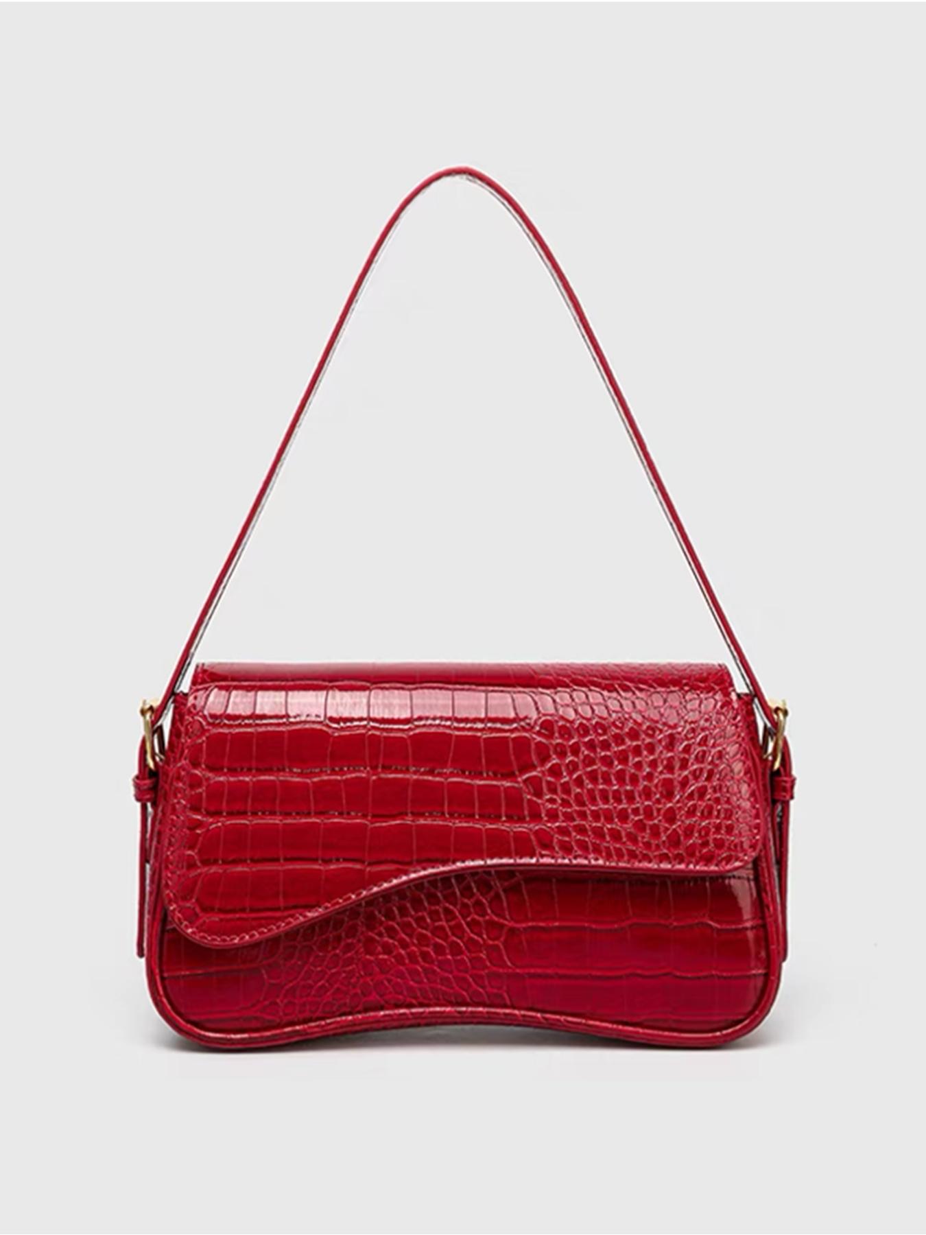 Women's Solid Color Shoulder Bag, Fashionable Patent Leather Crossbody Bag for Daily Used, Casual Trendy Versatile High-quality Daily Commuting Bag