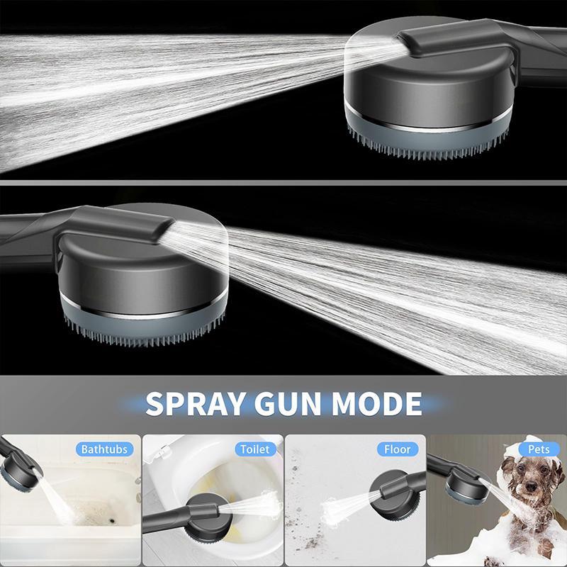 Shower Head Set: 3-Piece Kit with 4 Modes Handheld Shower, Soft Hose, No-Drill Shower Holder, Modern Bathroom Shower Equipment