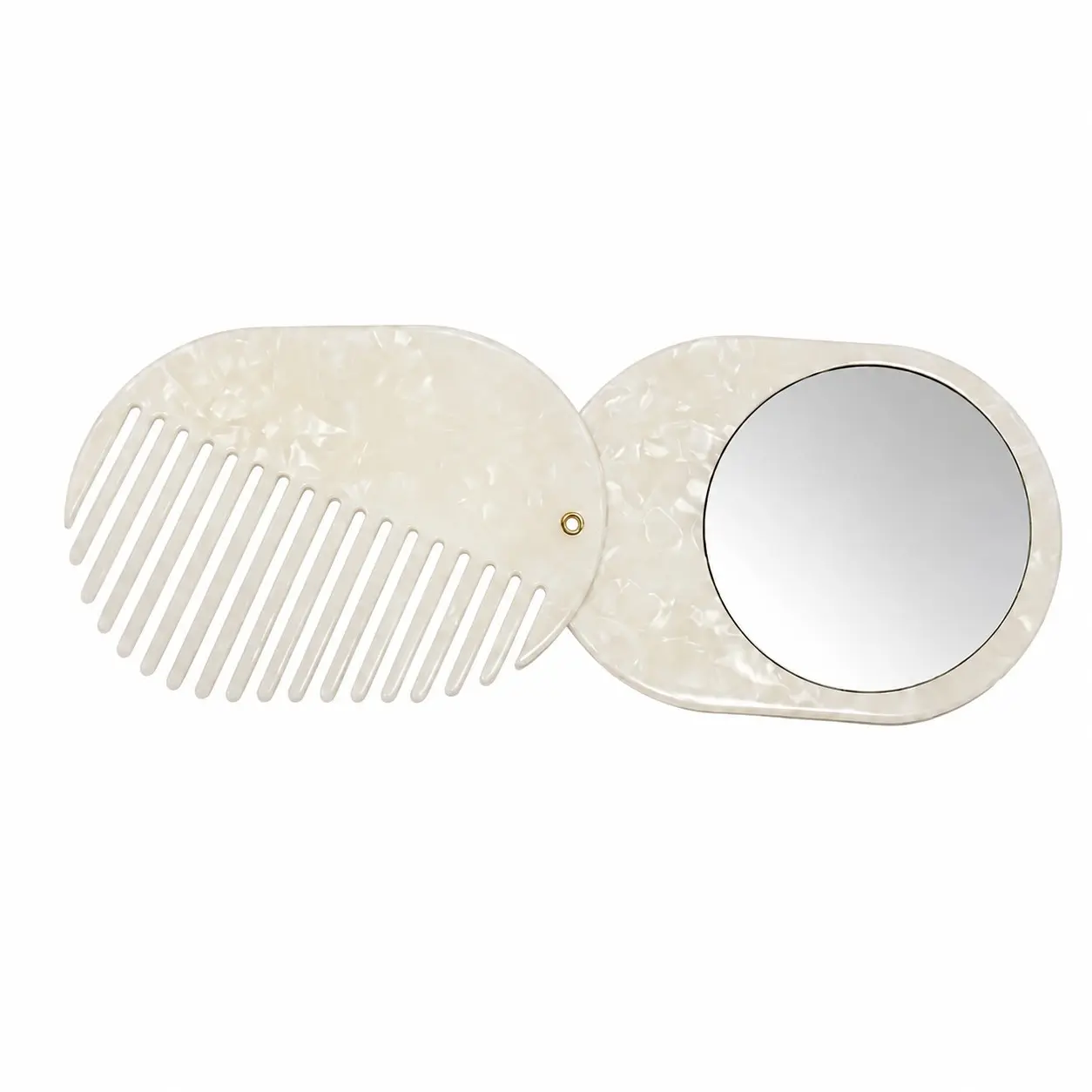 1-Pack, Anti-Static Dual-Function Mirror Comb, Hair Care Comb, Marble Tortoiseshell Acetate Style, Portable Compact Hair Brush With Built-in Mirror, For Travel Purse Daily Hairstyle Styling, Women Girls Hair Accessories, Gift