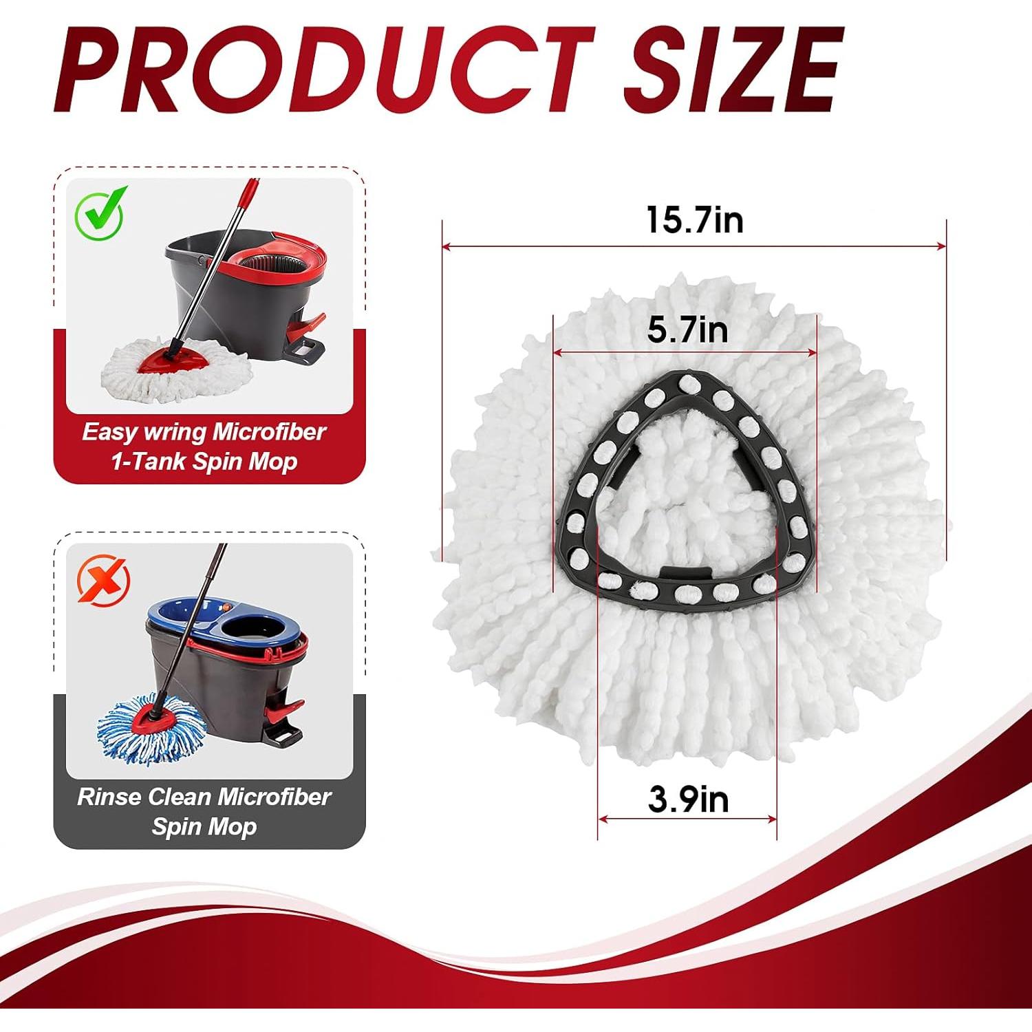 10 Pack Spin Mop Refills , Mop Heads Replacement for Spin Mop, Washable Microfiber Mop Replace  Spin Mop, 360?Spinning  Replacement Mop  for Easy House Cleaning Floor Mopping