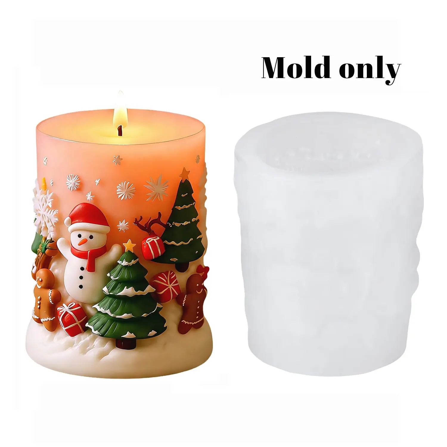 Christmas Snowman and Tree Silicone Mold, Candle Making Tool, Resin Craft Kit, Cake Chocolate Fondant Gummy Candy Molds, Candle Molds for Candle Making