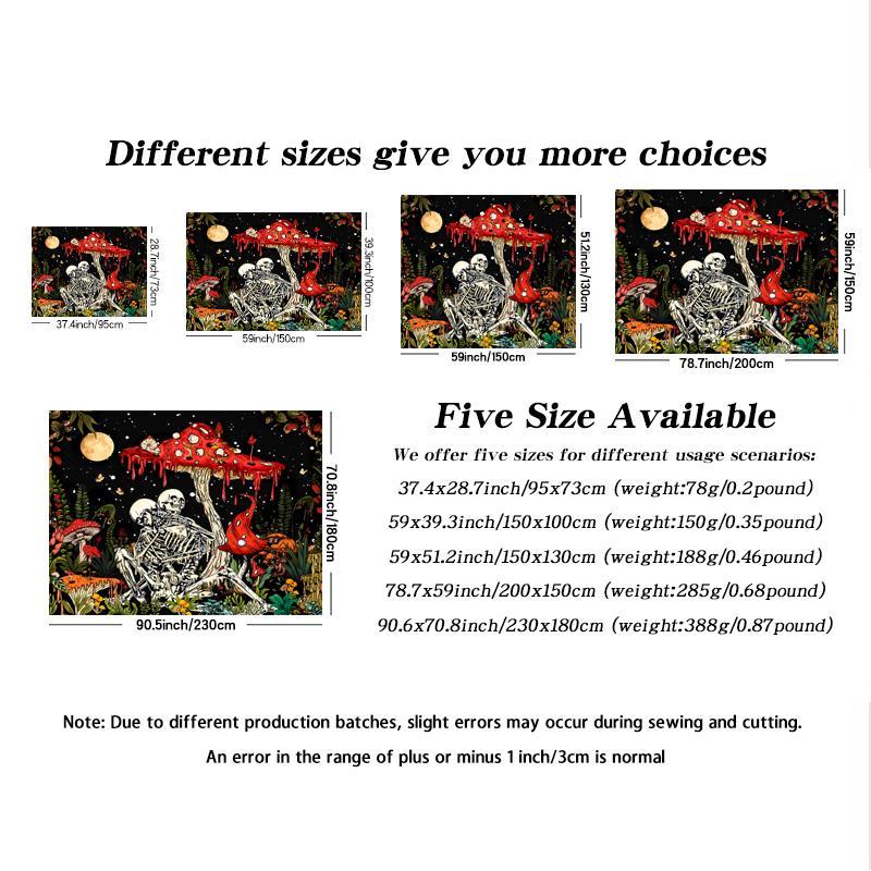 Mushroom & Bone Printed, 1 Piece Fantasy Flower Plant Aesthetics Tapestry, Home Decoration Pendant, Flower Pattern Tapestry