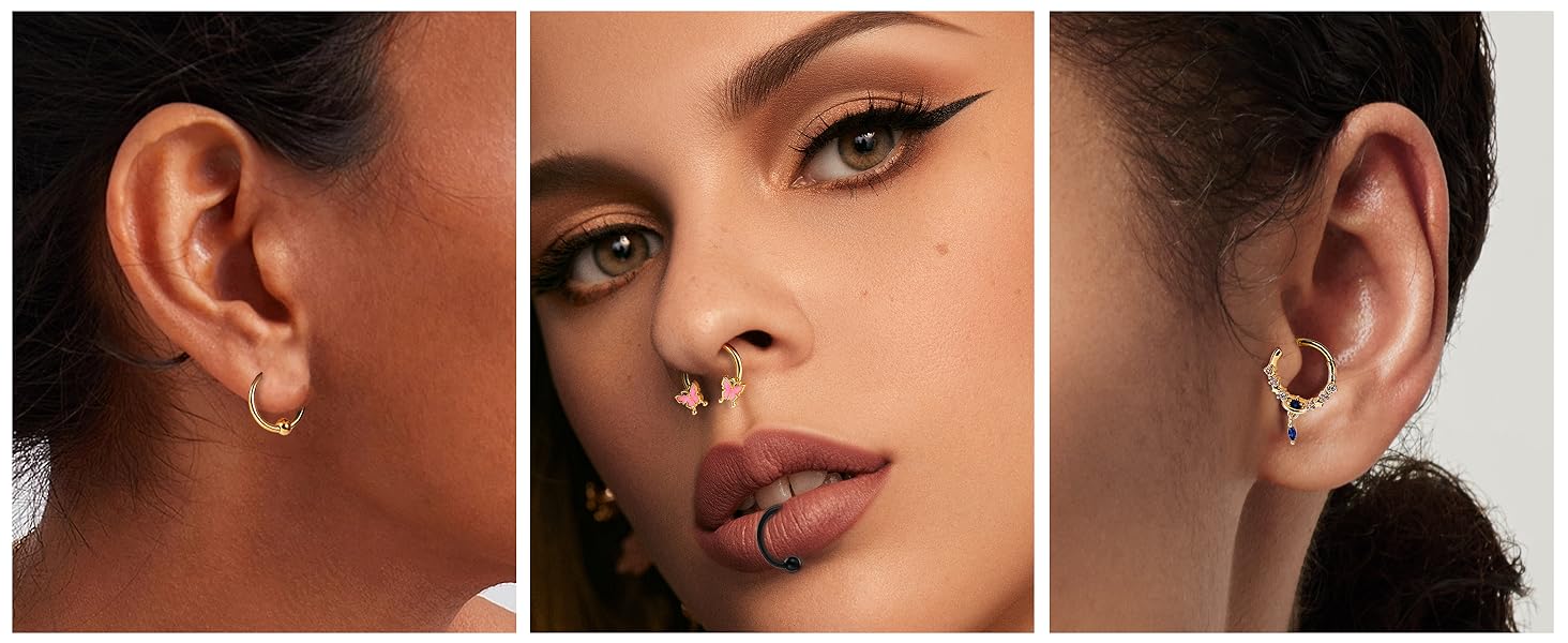 BESTEEL 20Pcs Gold Septum Rings 16G Small Septum Jewelry Surgical Steel Septum Clicker Dangle Nose Rings Hoops for Women Men Cute Star Bee CZ Heart Butterfly Chain Septum Rings Septum Piercing Jewelry Dainty Decoration BESTEEL 20Pcs Gold Septum Rings 16G Small Septum Jewelry Surgical Steel Septum Clicker Dangle Nose Rings Hoops for Women Men Cute Star Bee CZ Heart Butterfly Chain Septum Rings Septum Piercing Jewelry Dainty Decoration