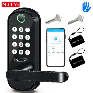 1pc Smart Lock Fingerprint Door Lock, 6-In-1 Biometric Lock with Keyboard, APP Control, Key, NFC, Password, Auto Lock, Includes 2 Ic Cards
