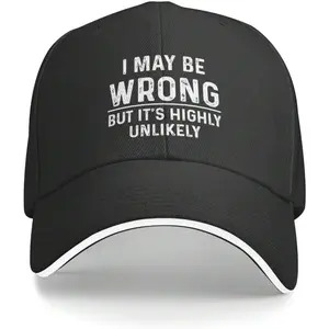 Men's Vintage Cotton Dad Cap with Funny "I May Be Wrong..." Slogan, Retro Adjustable Baseball Hat with Curved Brim, American Independence Day
