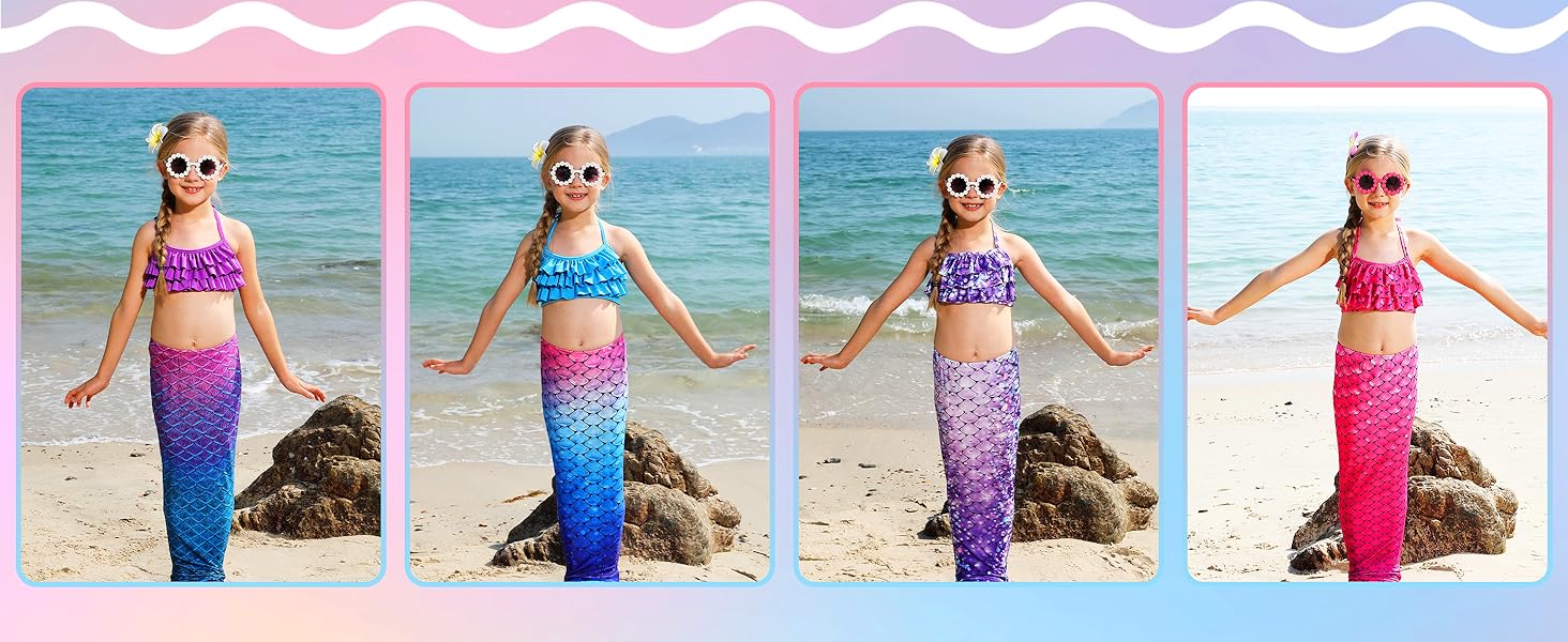 Mermaid Tail Bathing Suit for Girls Coustume,Party Costume Accessory(Excludes FIN)