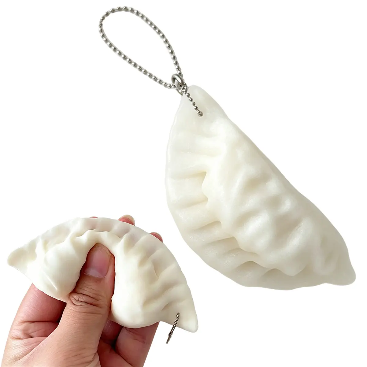Fun Dumpling Fidget Keychain Toy Soft Slow Rebound Dumpling Food Fidget Keychain Pendant Stress for Funny Purse Bag Charms Kids Adults