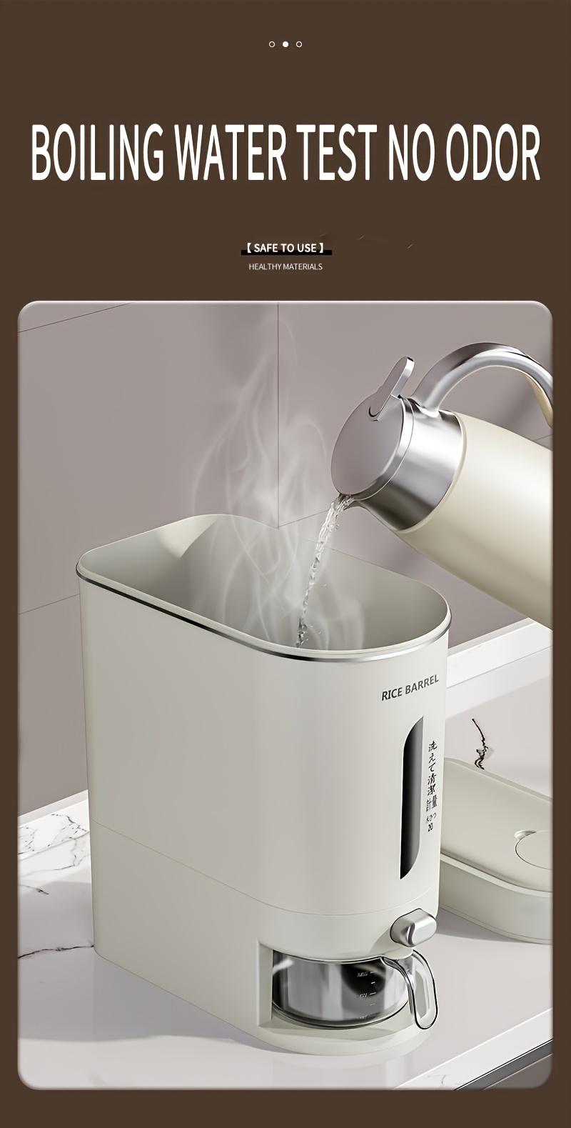 1 Pc Large Capacity Automatic Rice Dispenser, Food Grade Plastic Moisture-Proof Insect-Proof Sealed Tank, One‑Key Quantitative Rice Output, Home Kitchen Countertop Grain Storage