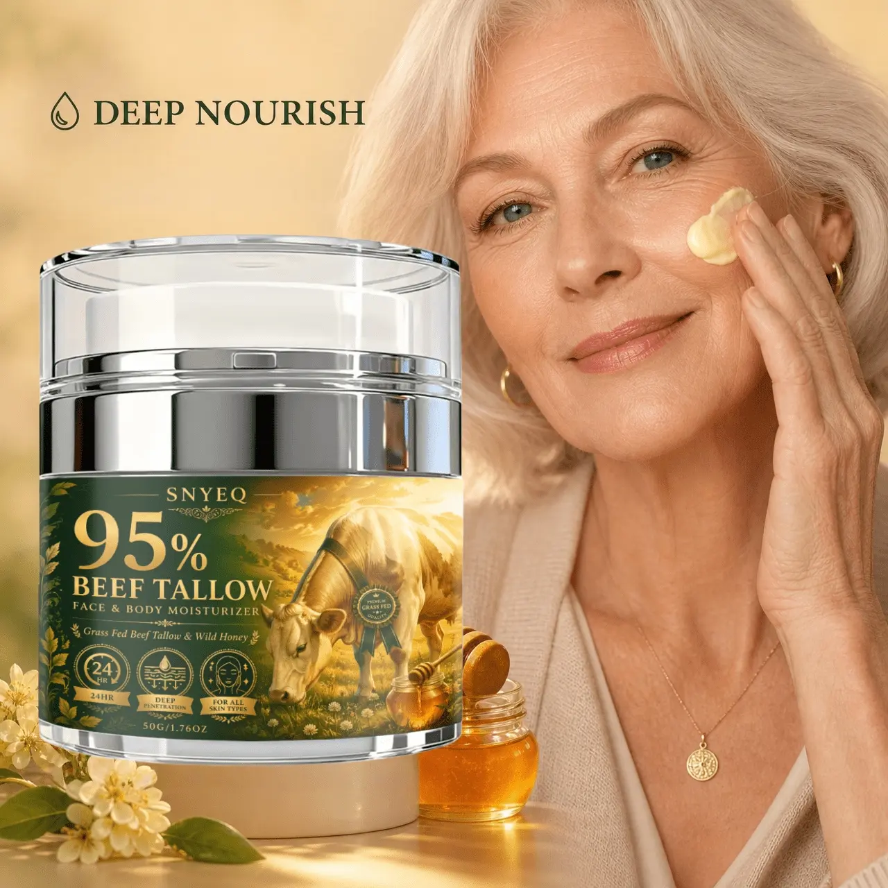 Bee Venom Tallow Ointment-contains Hyaluronic Acid and Grass-fed Tallow, Suitable for All Skin Types, Deep and Moisturizing-tallow Skin Care Essence