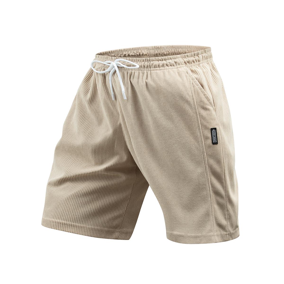 Elite Corduroy Core Mens Timeless Casual Shorts with Minimalist Woven Label Emblem and Soft Textured Fabric for Casual Social Gatherings and Post-Work Relaxation