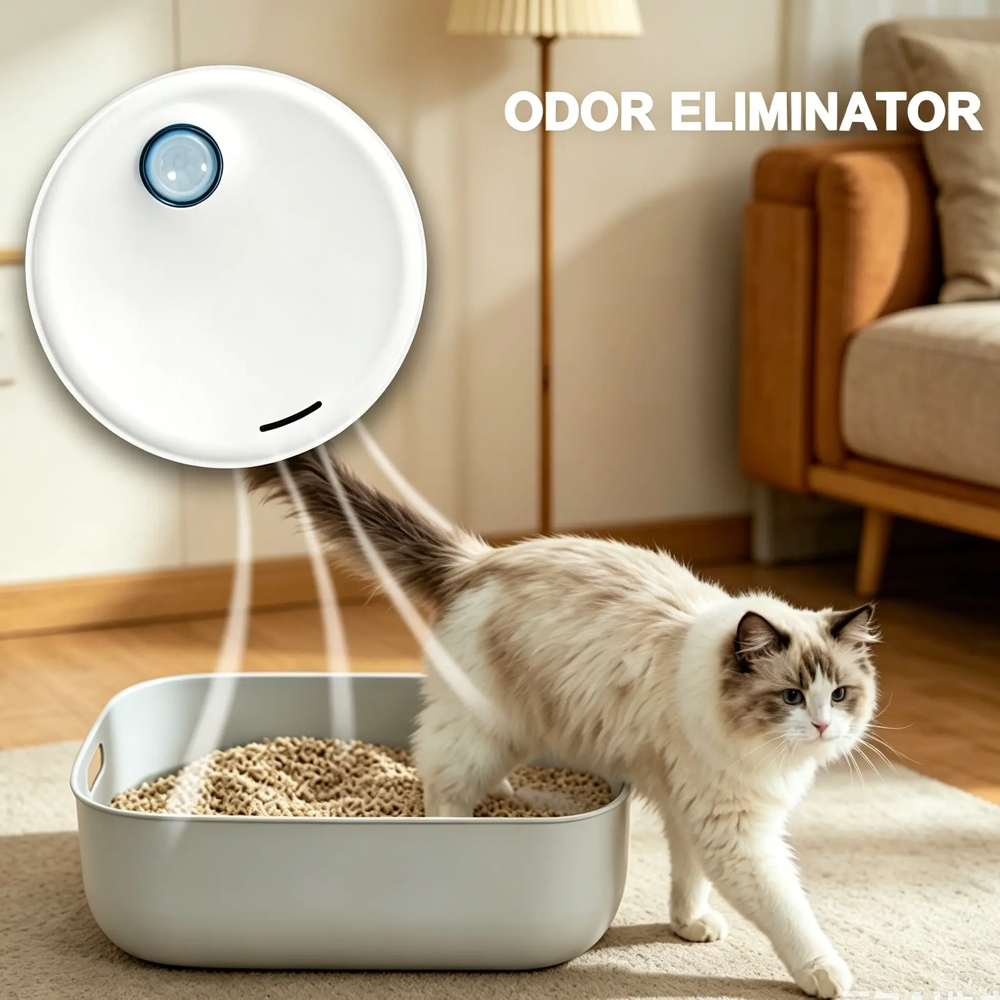 Wireless Cat Litter Deodorizer Odor Eliminator USB Rechargeable Pet Smell Absorber Odor Remover For Cat Litter Box Small Space Bathroom Closet Pet Odor Killer Pet Accessories