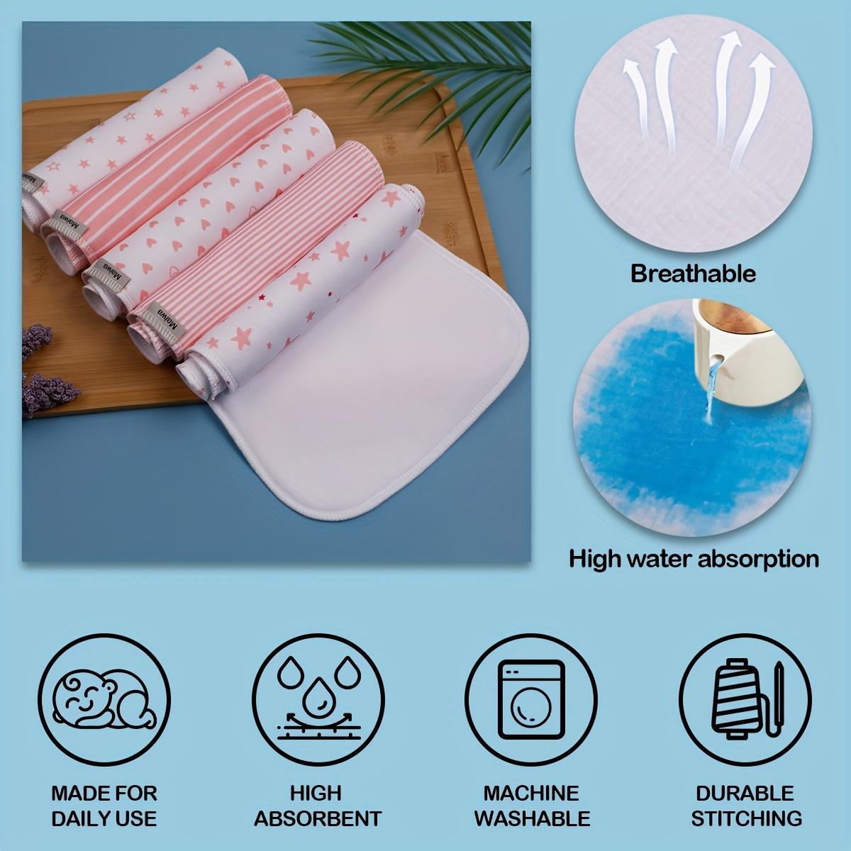 5 Pack Four-Layer Muslin Baby Burp & Feeding Cloths – Soft Absorbent Bibs & Towels for Boys & Girls, Breathable Newborn Nursing Cloths for Spit-Up & Drooling