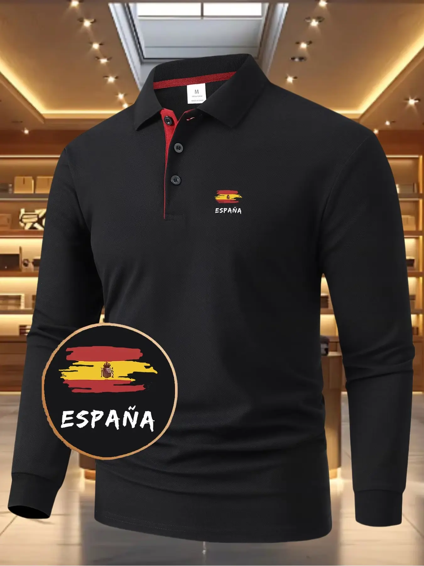 Men Long Sleeve Geometric Print Polo Tops, Skin-friendly Light Fabric For All Seasons, Wrinkle-resistant Machine Washable Clothes For Outdoor Sun Protection And Daily Commute.