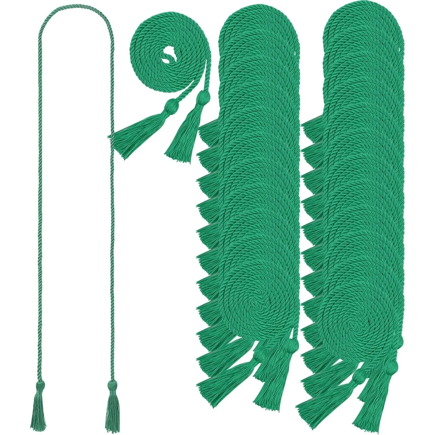 24 pcs Graduation Honor Cords 68" Grad Braided Honor Cord with Tassel Honor Rope Grad Cords Bulk for Graduation Students Bachelor Master Doctoral Gown Grad Decor (Emerald Green)