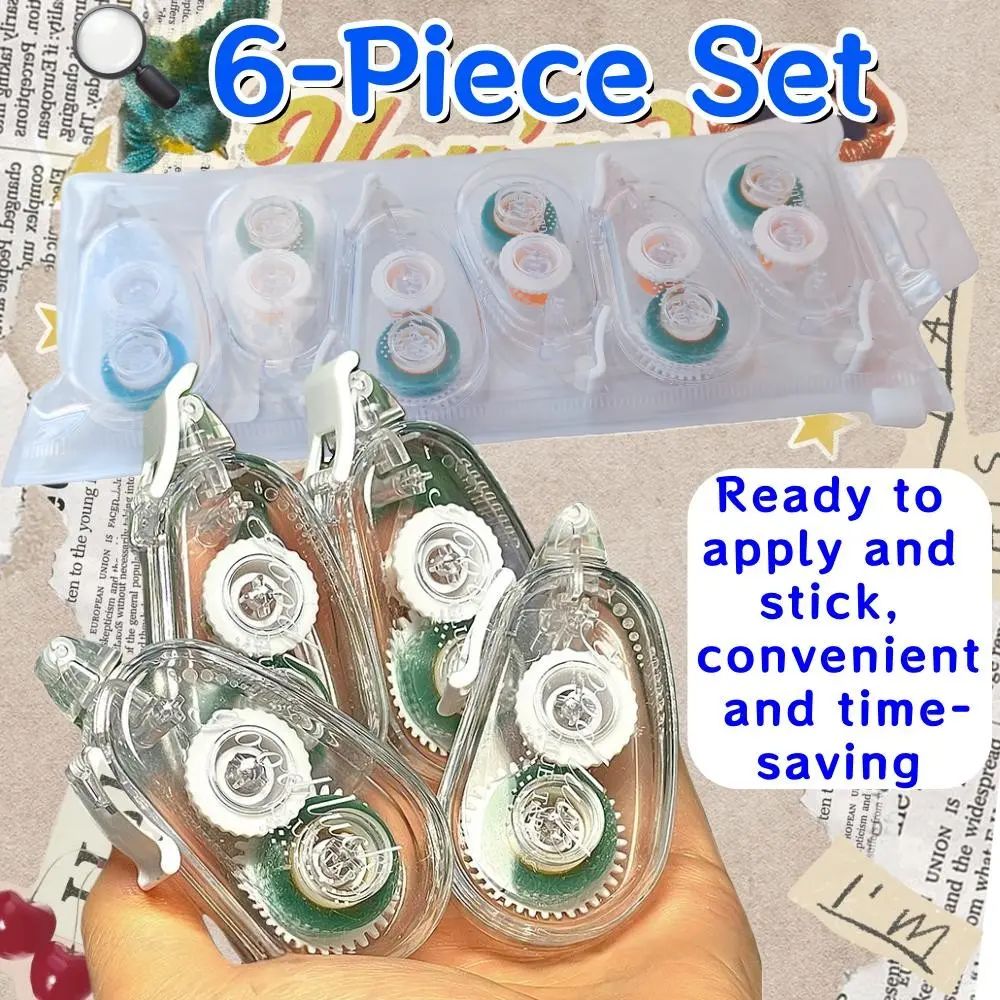 Transparent Shell Grid Dot Glue Set of 6, Smooth Roll-On Adhesive, Strong Diamond Shape Stickers, Easy Removal, Ideal for DIY Crafts