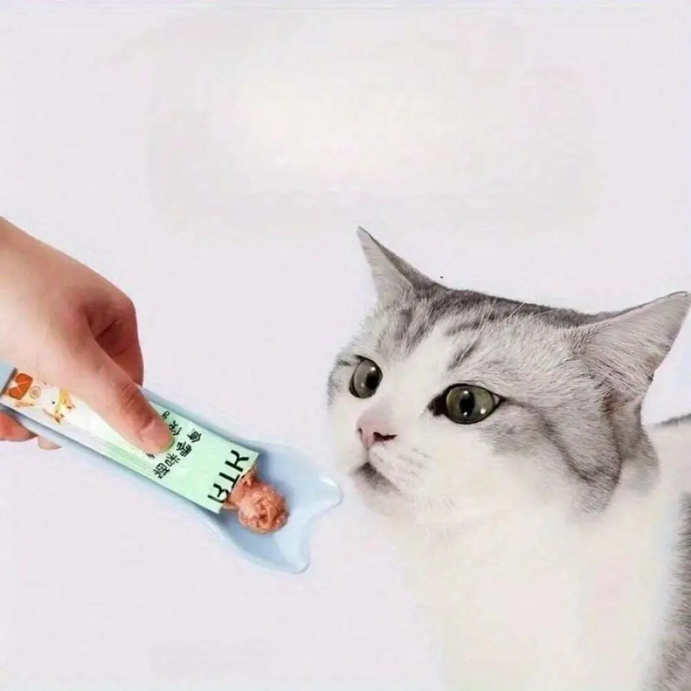 2-Piece Cat Strip Squeeze Spoon, Pet Liquid Snack Feeding Tool for Licking Wet Cat Treats