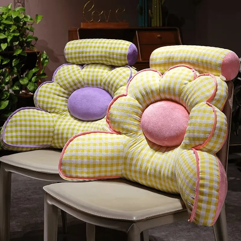 Large Sunflower Reading Cushion with Lumbar Support - Yellow Suitable for Bedside, Sofa & Office, Soft-Filled Cushion Suitable for Back, Bedside Sofa Chair Decor Pillows
