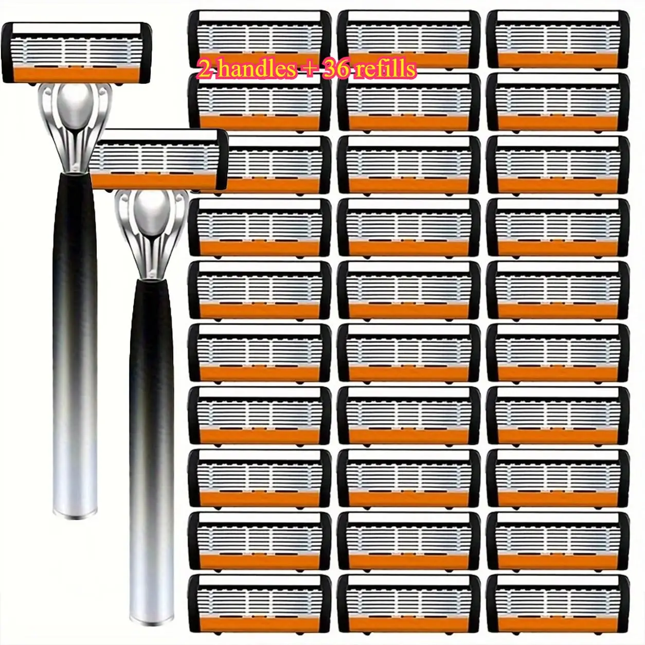 36-Piece Replacement Blades High-Quality Stainless Steel Shaving Razor Set, Interchangeable Blades, Smooth Comfortable Hair Removal, Durable Sharp Blades
