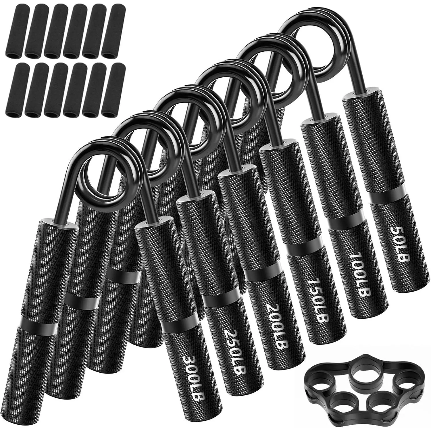 Hand Grip Strengthener Set, 6-Pack 50LB to 300LB Hand Grips Finger Strengthener, Heavy-Duty Grip Strength Trainer with Protective Foam for Forearm Exercise, Hand Gripper, Hand Therapy, Ideal for Home Gym and Muscle Building