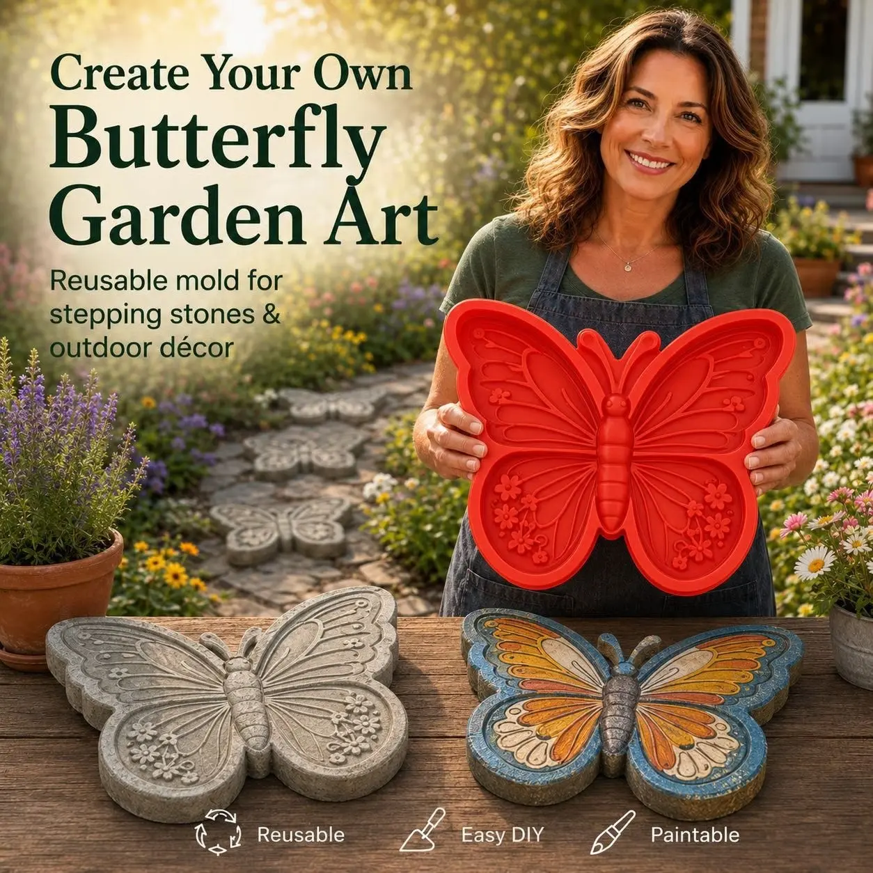 Sunflower Stepping Stone Mold, DIY Garden Decor Tool, Easy-To-Use Molding Kit, Perfect for Outdoor Landscaping Projects