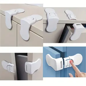4-Pairs Safety Lock Set, Secure Cabinets, Drawers, Refrigerator, No Drilling, Easy Installation, Durable Abs Material