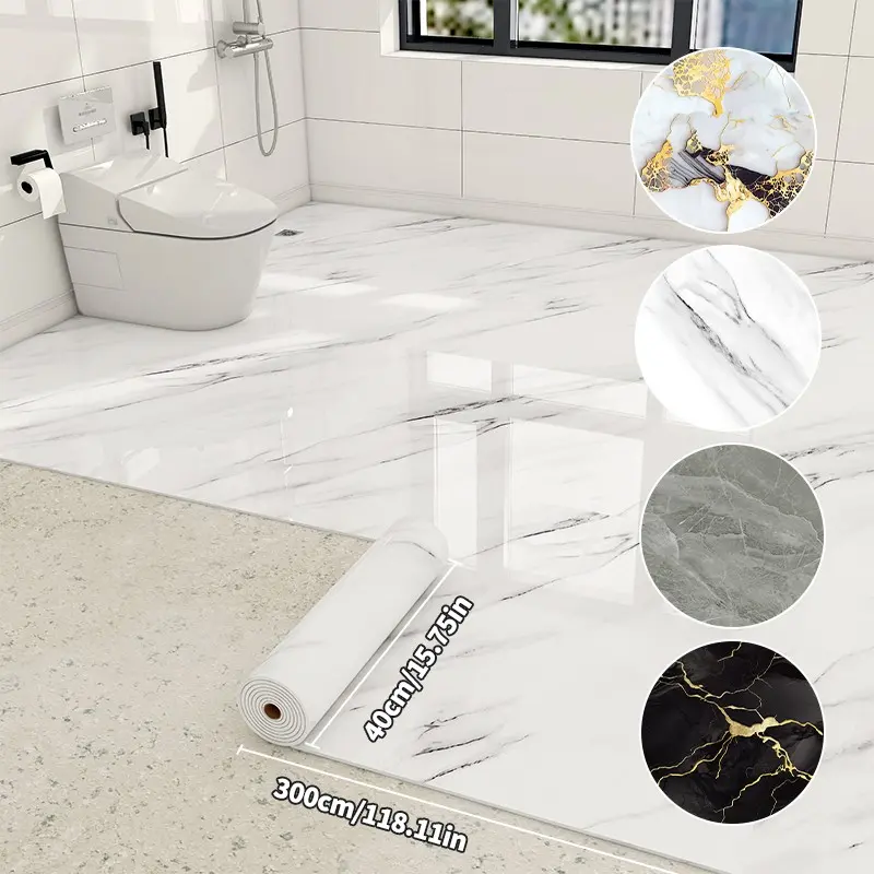 One Roll of Extra Thick Marble Floor Decals,15.75in*118.11in. Removable Peel And Stick Flooring Vinyl Sticker, Easy to Clean And Maintain,Suitable for Kitchen, Bathroom, Living room Floors and Walls