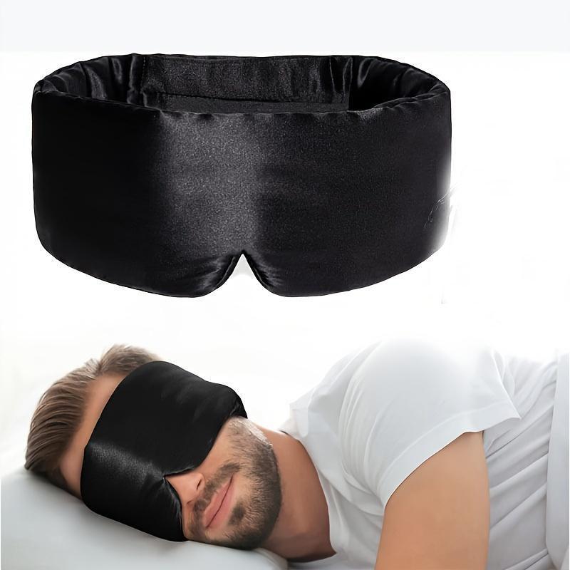 Silk Sleeping Mask, 3D Weighted Cooling Eye Mask with Adjustable Head Strap, Soft Pressure-free Breathable Stretchable Eye Cover, Solid Color Sleep Aid Eye Patches for Home & Travel