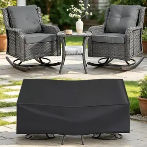 Greenish Spring 3 Pieces Patio Bistro Set, Rattan Wicker Swivel Rocking Chairs with Thickened Cushions and Table, Comfortable Outdoor Furniture for Garden Lawn