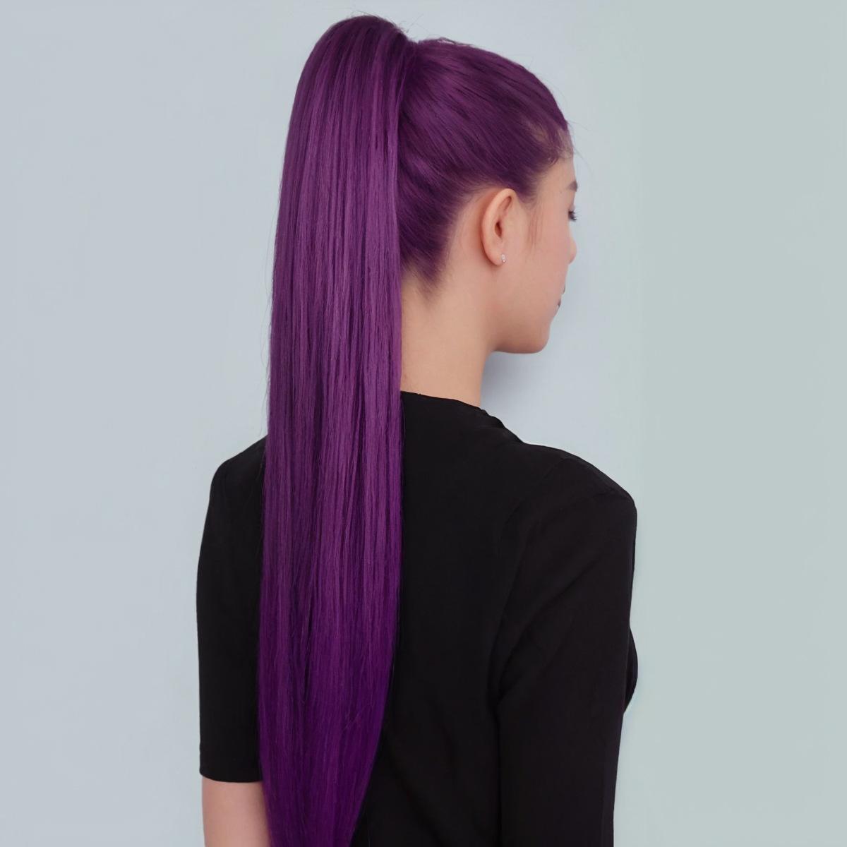 26-Inch Long Straight Purple Ponytail Wig for Women | Claw Clip Design | Natural-Looking Hair Extension Perfect for Daily Wear, Parties & Casual Outfits