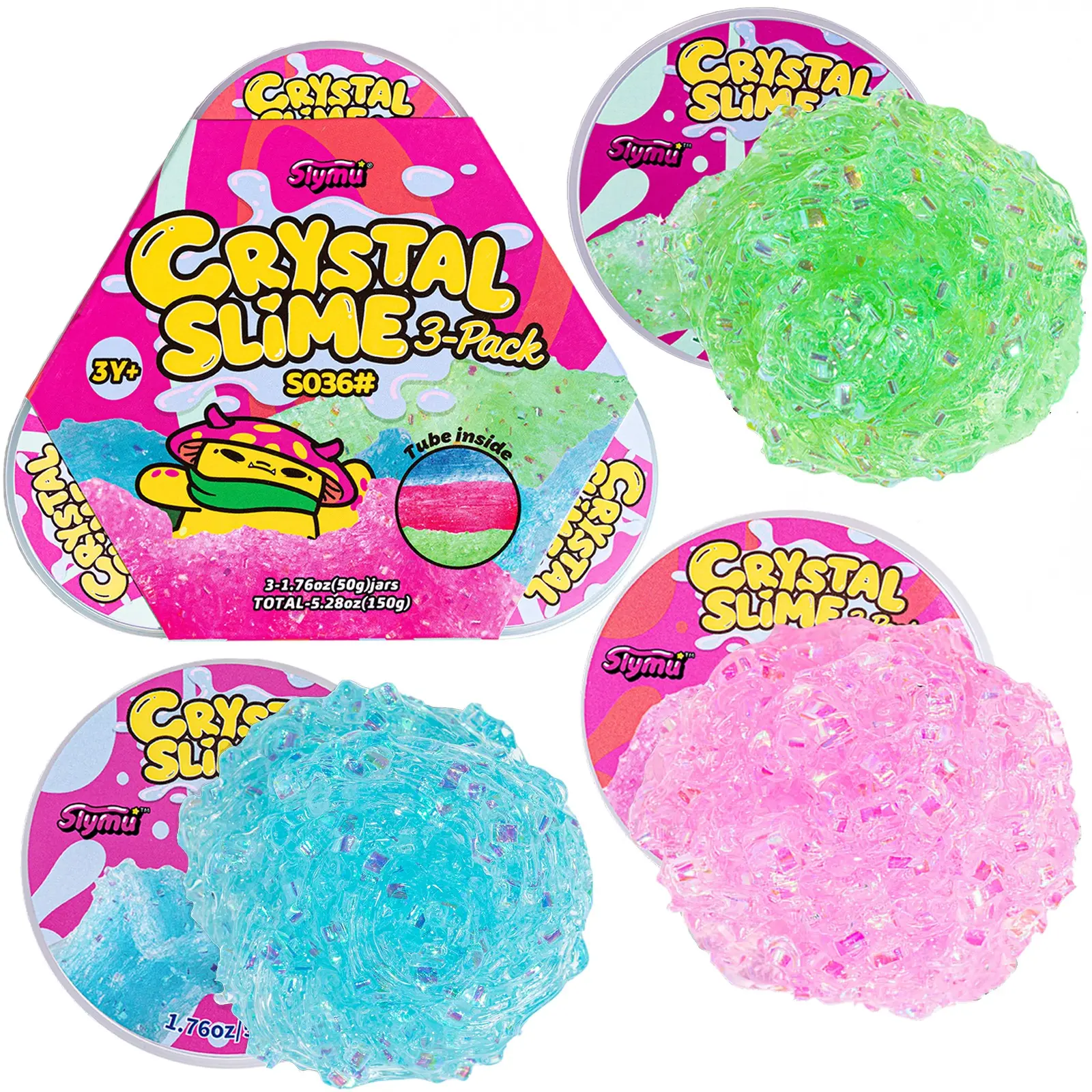 Slymu 3 Pack  Jelly Slime - Clear, Scented, Crunchy Slime Set, 1.76 oz*3, Stretchy Sensory, ASMR, Fidget Toy, Stress Relief, Party Favors for Kids and Adults