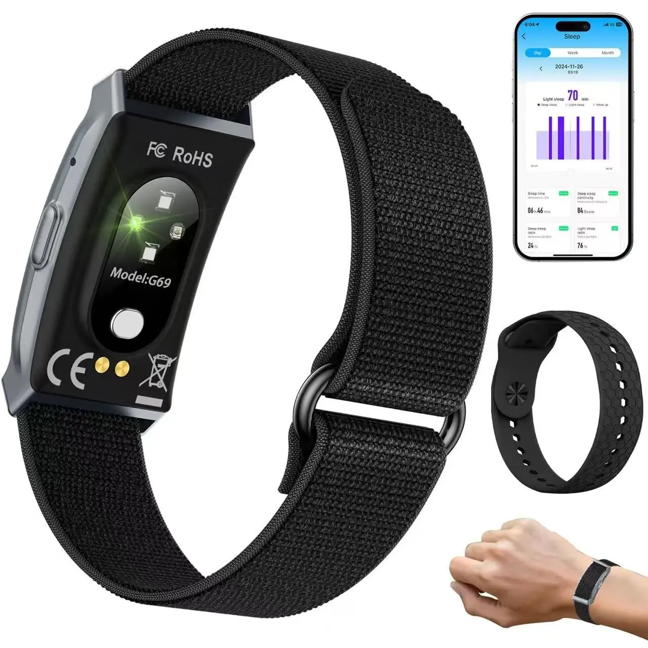 Unisex Smart Band, Health Activity Tracker, Continuous Heart Rate Monitor, 24/7 Sleep Tracking, 100+ Sports Modes, 30-Day Battery Life
