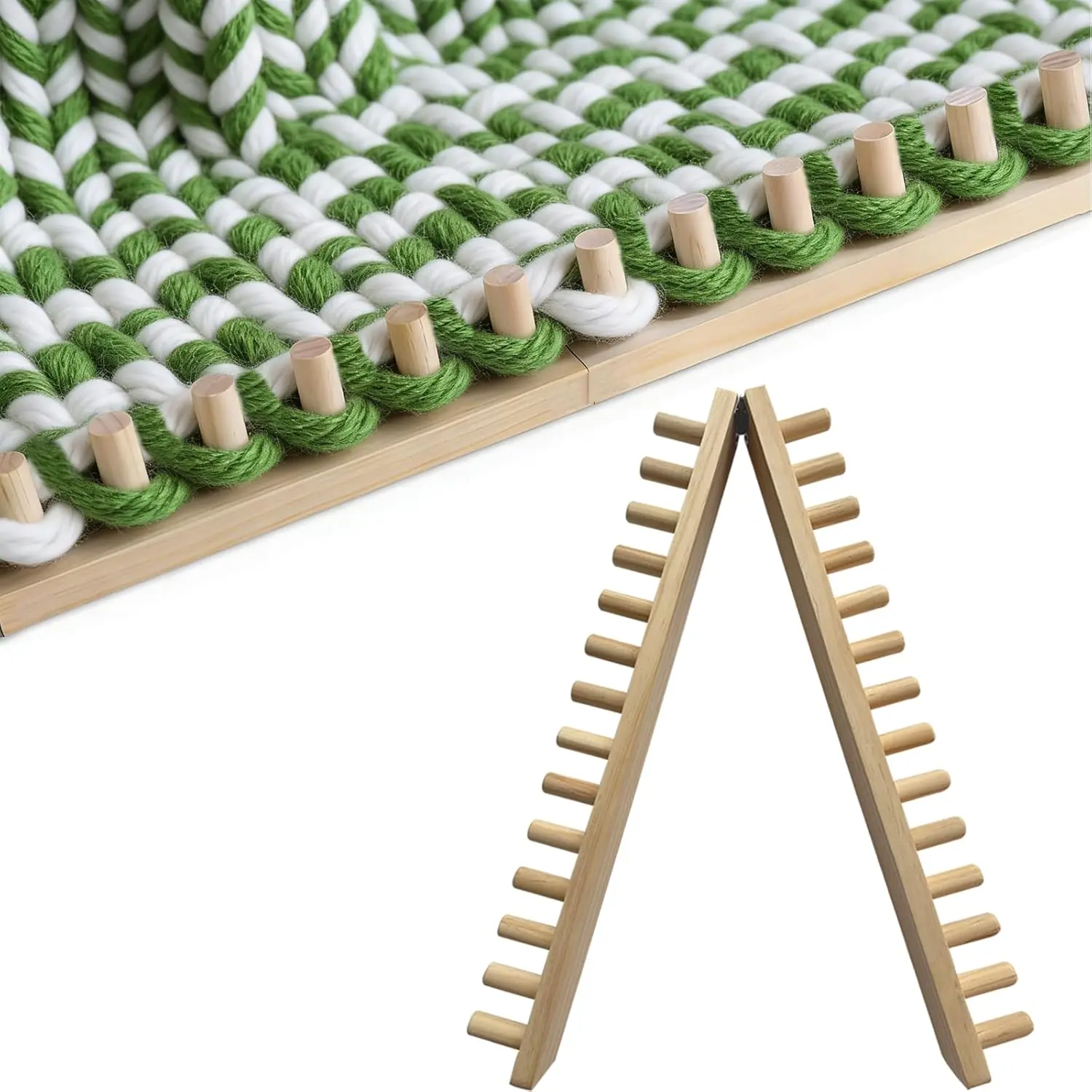 Chunky Blanket Loom Wooden Knitting Looms,  Adjustable Foldable Design, Installation Free Chunky Blanket Making Tool 48 Inch