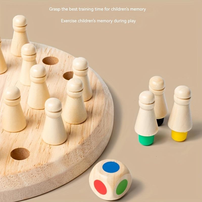 Wooden Memory Chess Game, 1 Set Portable Family Strategy Board Game, Tabletop Games, International Educational Chess Puzzle Game for Kids & Adults, Family Fun Game, Family Board Games, Outdoor Leisure Equipment