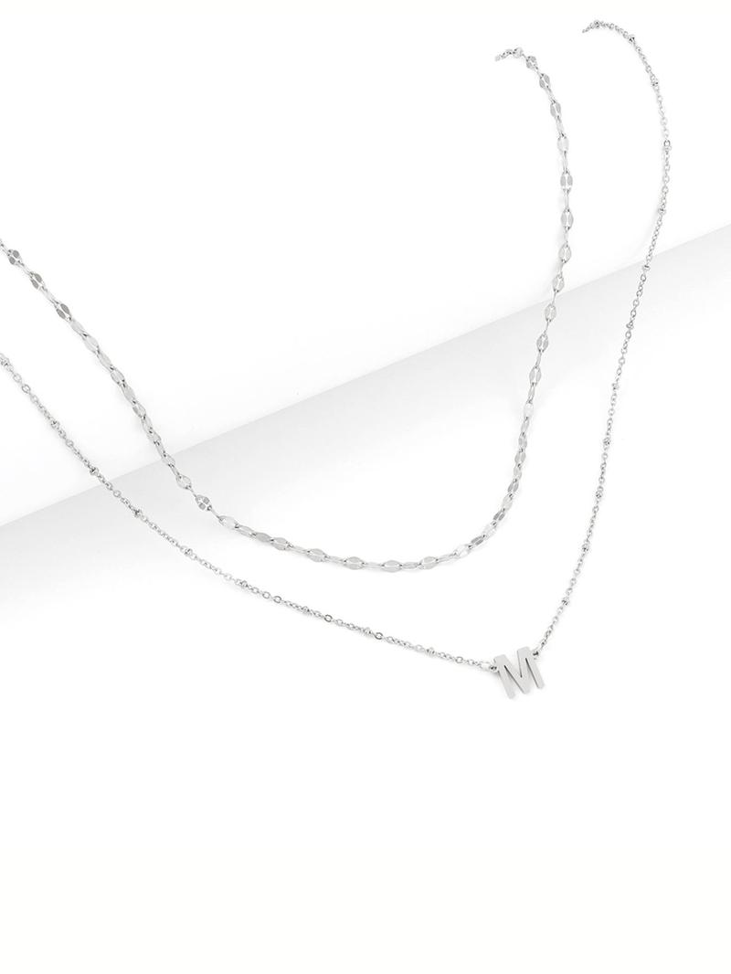 Simple Letter Detail Pendant Necklace & Chain Necklace Set, Fashion Jewelry for Party, Daily Decor, Trendy All-match & Exquisite Jewelry for Birthday Gift, Letters Necklace, Minimalist Necklace