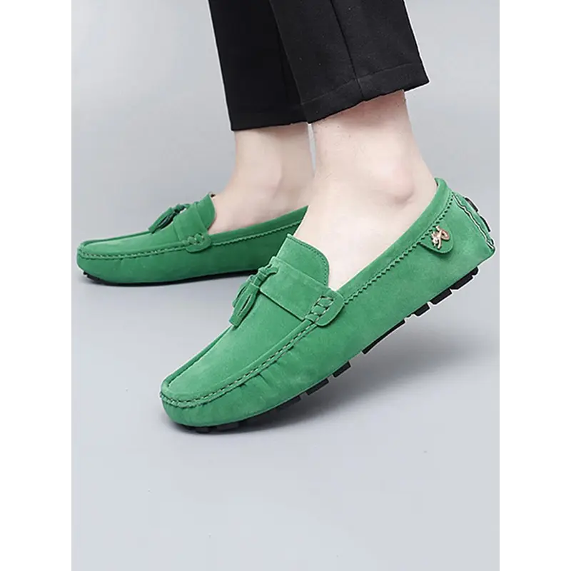 Men's Slip-On Casual Round Toe Solid Color Loafers - All-Season Comfortable Footwear for Daily Wear, Compatible with Sports & Outdoor Accessories