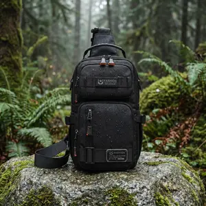 Men Outdoor Chest Bag Waterproof Nylon Crossbody Sling Bag For Travel Casual Everyday Use Lightweight Wear Resistant Contrast Color Plaid Shoulder Bag