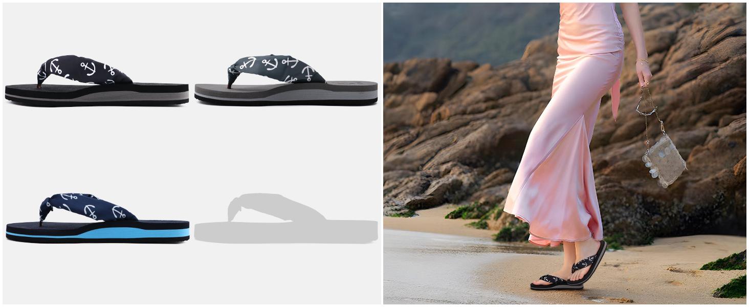 Flip Flops for Women with Arch Support Yoga Mat Comfortable Summer Beach Walking Thong Cushion Sandals Slip On Indoor Outdoor