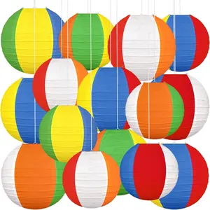 15 count Beach Balls Paper Lanterns Bulk Pool Summer Luau Hawaiian Tropical  Party Decorations Indoor Outdoor