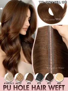 PU Hole Hair Weft, Double Inject Xo Hole Weft Human Hair Extensions, Invisible Real Human Hair, Smooth Straight Hair, Natural Hair Ends