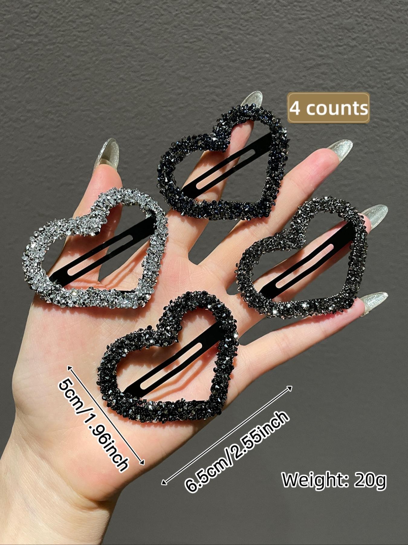 Rhinestone Heart Decor Hair Clips, Cute Glittering Hair Accessories for Women & Girls, Trendy All-match & Exquisite Hair Clips for Daily Use, Valentine's Day, Gift