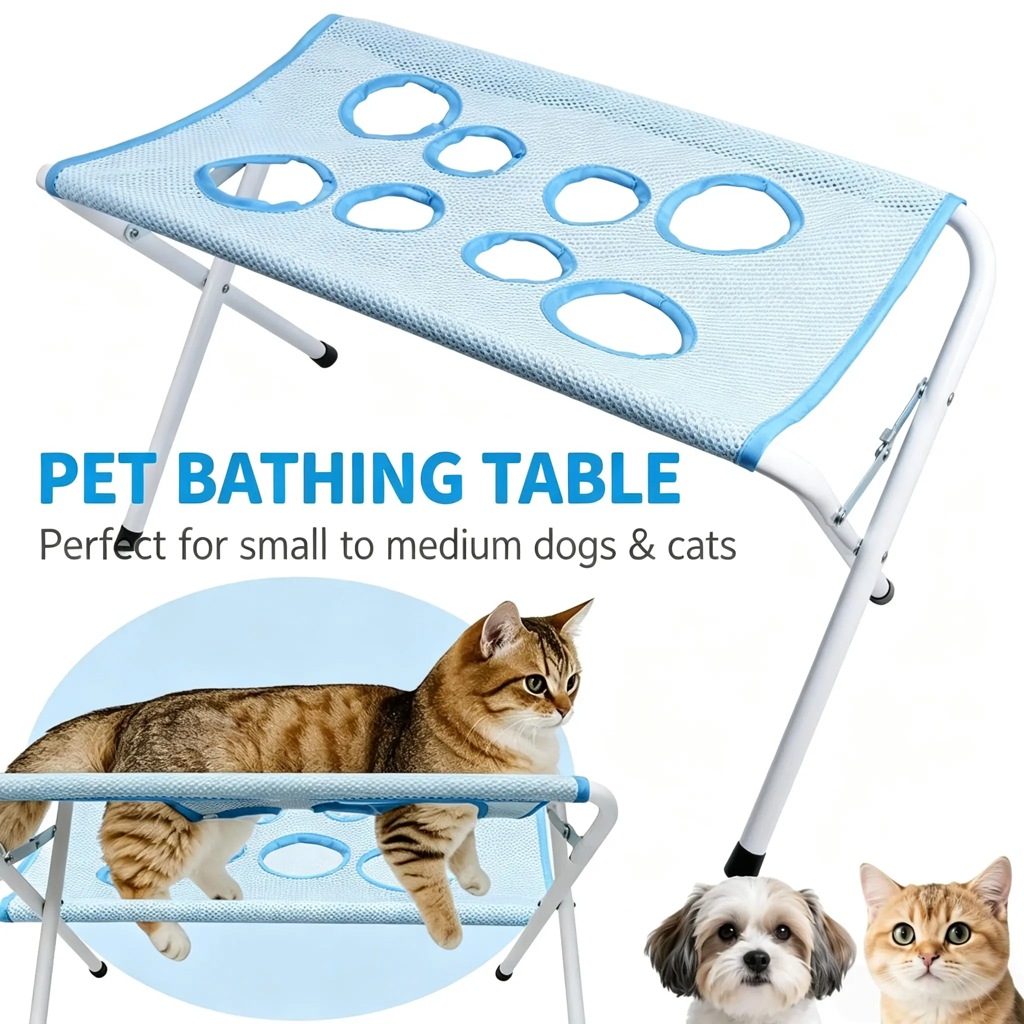 Pet Grooming Hammock for Small Dogs & Cats, Anti-Scratch Design, Blue Colors, Ideal for Bathing Trimming Nails