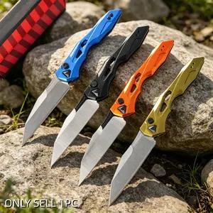 1pc 7650 Folding Knife, Portable Pocket Knife, Fruit Knife, Fashionable Hollow Design, Kitchen Tool, Outdoor Practical Tool, Camping, Fishing, Men's Gift