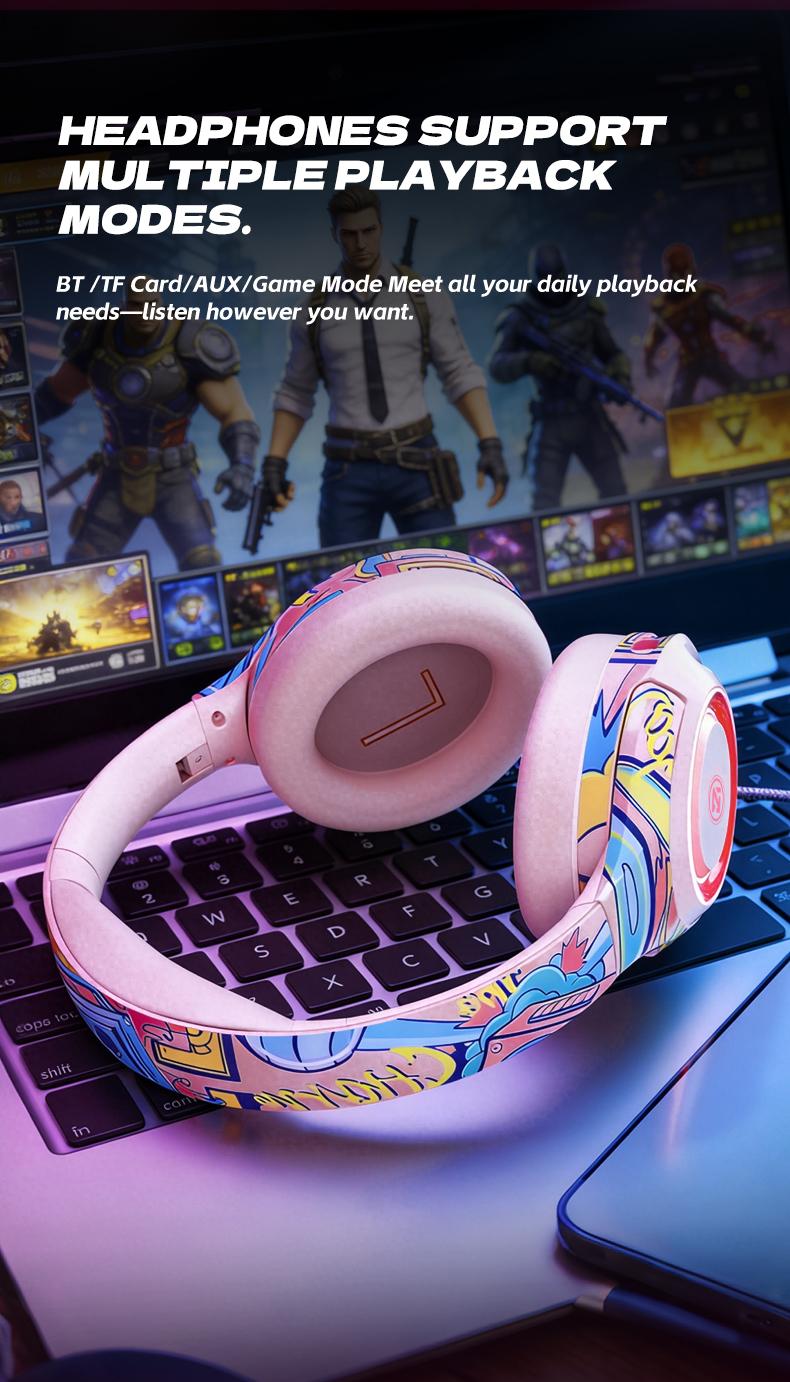 2026 New Wireless Bluetooth Gaming Headset with RGB Lights,40MM Driver,Noise Cancelling Mic,38H Playtime Headphones for PC/Mobile